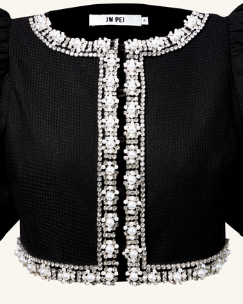 Set Di Tweed Con Perle - Nero