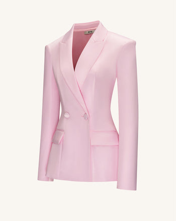 Lily Giacca doppiopetto in satin - Rosa