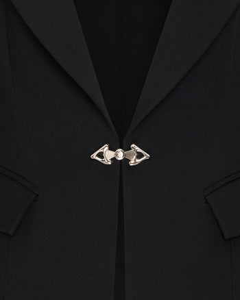 Layla Blazer Deep-V con Fibbia a Blocco - Nera