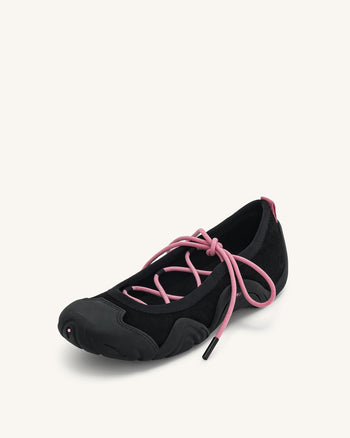 Caitlin Sneakers Ballerina con Lacci - Nero