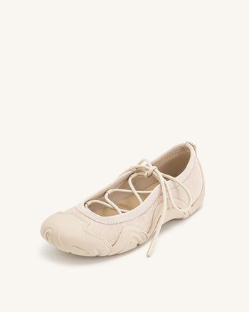 Caitlin Sneakers Ballerina con Lacci - Beige