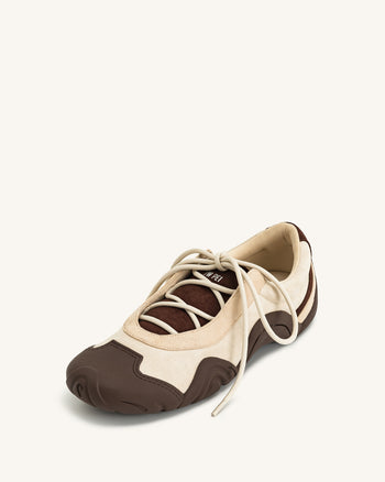 Caitlin Sneakers Ballerina con Lacci - Marrone Chiaro