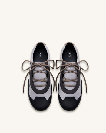 Caitlin Sneakers Ballerine Allacciate in Finta Pelle Scamosciata - Grigio Mix