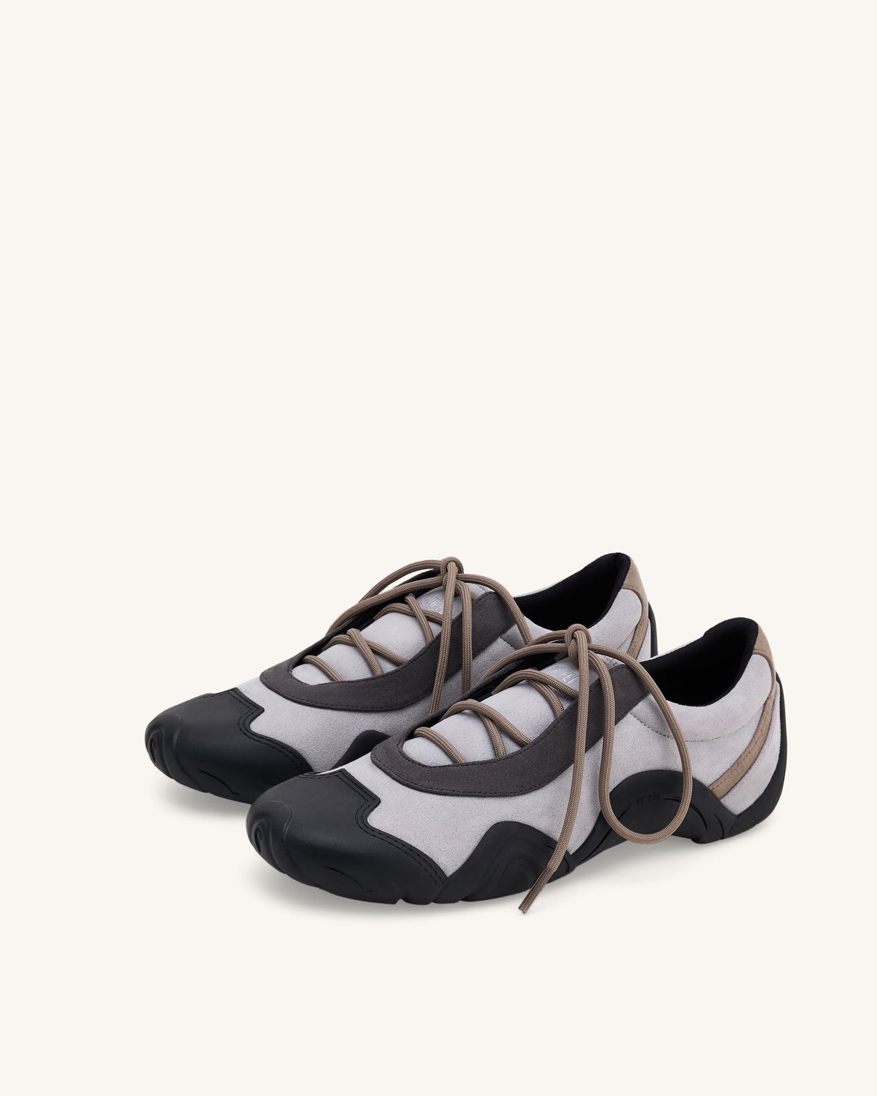 Caitlin Sneakers Ballerine Allacciate in Finta Pelle Scamosciata - Grigio Mix