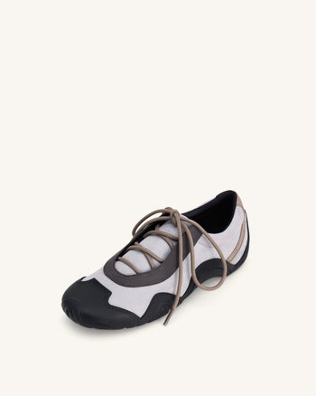 Caitlin Sneakers Ballerine Allacciate in Finta Pelle Scamosciata - Grigio Mix