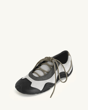 Caitlin Sneakers Ballerine Allacciate in Finta Pelle Scamosciata - Grigio Mix