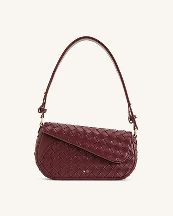Addisyn Borsa a spalla con texture intrecciata - Borgogna