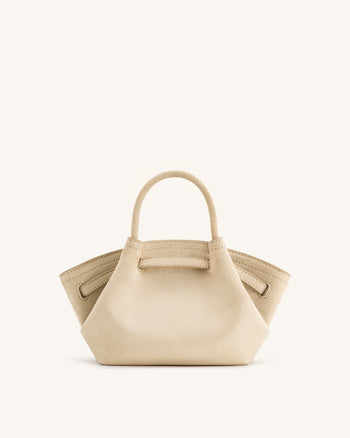 Hana Mini Borsa a Tracolla in Finta Pelle Scamosciata - Bianco Avorio
