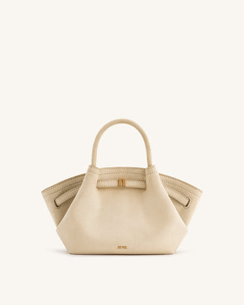 Hana Mini Borsa a Tracolla in Finta Pelle Scamosciata - Bianco Avorio