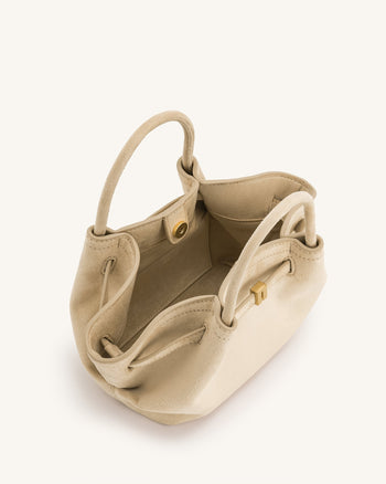 Hana Mini Borsa a Tracolla in Finta Pelle Scamosciata - Bianco Avorio