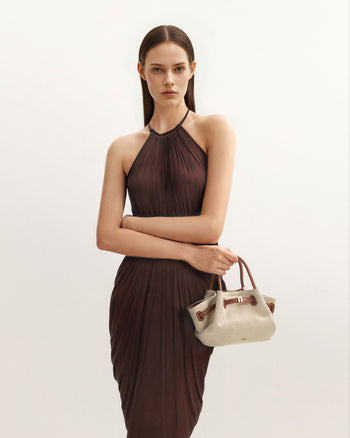 Hana Mini Borsa Tote - Tela Marrone