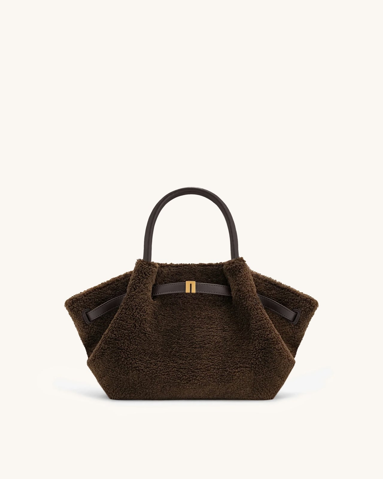 Hana Mini Borsa a Mano in Pelliccia Sintetica - Marrone Scuro