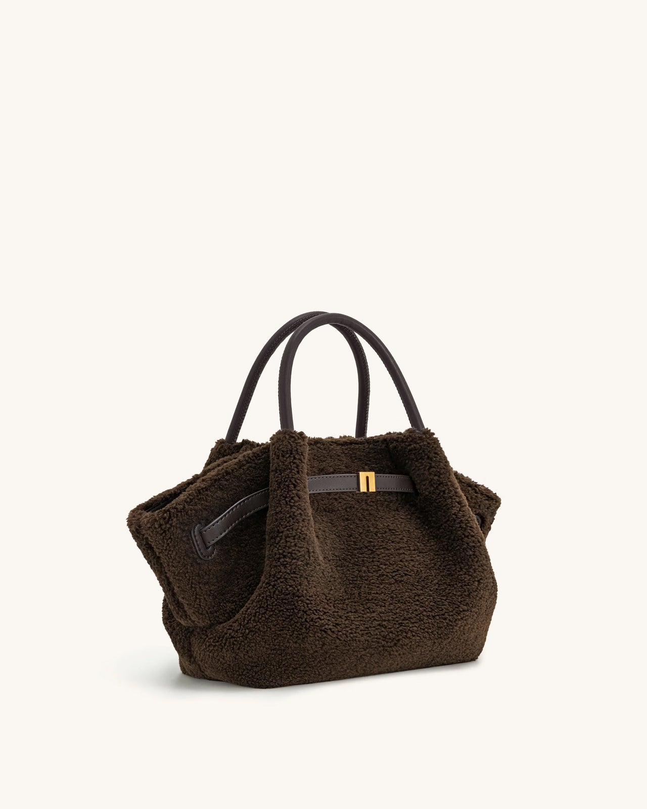 Hana Mini Borsa a Mano in Pelliccia Sintetica - Marrone Scuro