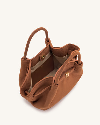 Hana Mini Borsa a Tracolla in Finta Pelle Scamosciata - Marrone