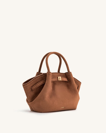 Hana Mini Borsa a Tracolla in Finta Pelle Scamosciata - Marrone