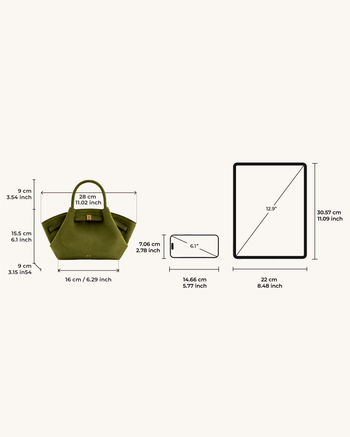 Hana Mini Borsa a Tracolla in Finta Pelle Scamosciata - Verde Oliva Scuro