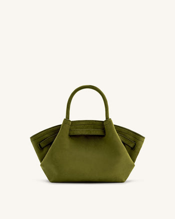 Hana Mini Borsa a Tracolla in Finta Pelle Scamosciata - Verde Oliva Scuro