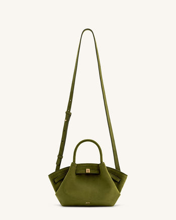 Hana Mini Borsa a Tracolla in Finta Pelle Scamosciata - Verde Oliva Scuro