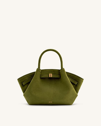 Hana Mini Borsa a Tracolla in Finta Pelle Scamosciata - Verde Oliva Scuro