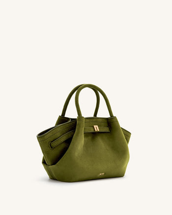 Hana Mini Borsa a Tracolla in Finta Pelle Scamosciata - Verde Oliva Scuro