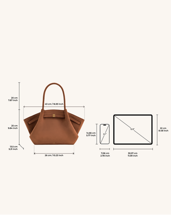 Hana Borsa Tote Media in Finta Pelle Scamosciata - Marrone