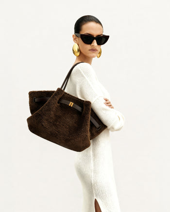 Hana Borsa Media in Pelliccia Sintetica - Marrone Mocha