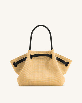 Hana Borsa Tote Media in Paglia Sintetica - Paglia Marrone