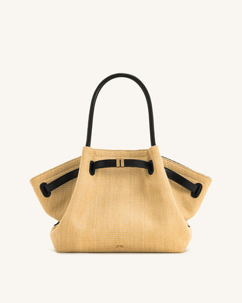 Hana Borsa Tote Media in Paglia Sintetica - Paglia Marrone