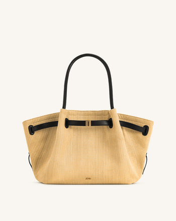 Hana Borsa Tote Media in Paglia Sintetica - Paglia Marrone