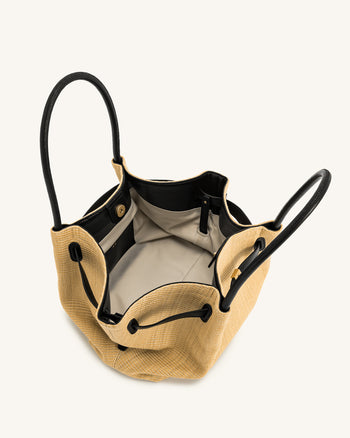 Hana Borsa Tote Media in Paglia Sintetica - Paglia Marrone