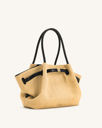 Hana Borsa Tote Media in Paglia Sintetica - Paglia Marrone