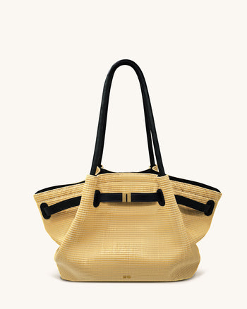 Hana Borsa Tote Media in Paglia Sintetica - Paglia Marrone