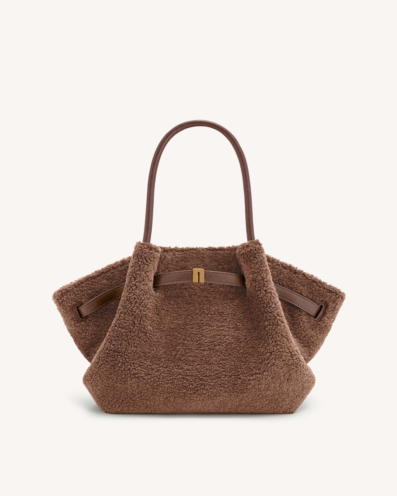 Hana Borsa Tote Media in Eco Pelliccia - Marrone Scuro