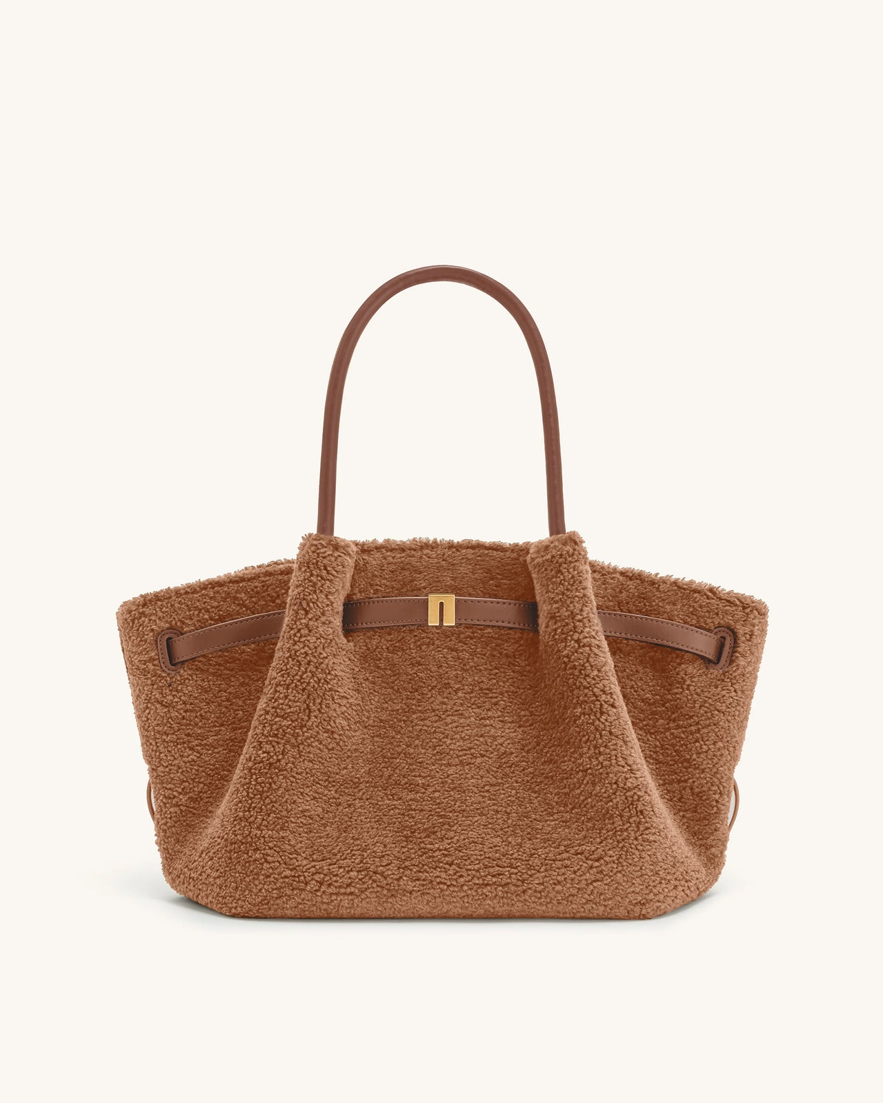 Hana Borsa Tote Media in Eco Pelliccia - Marrone Scuro