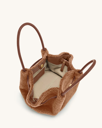 Hana Borsa Tote Media in Eco Pelliccia - Marrone Scuro