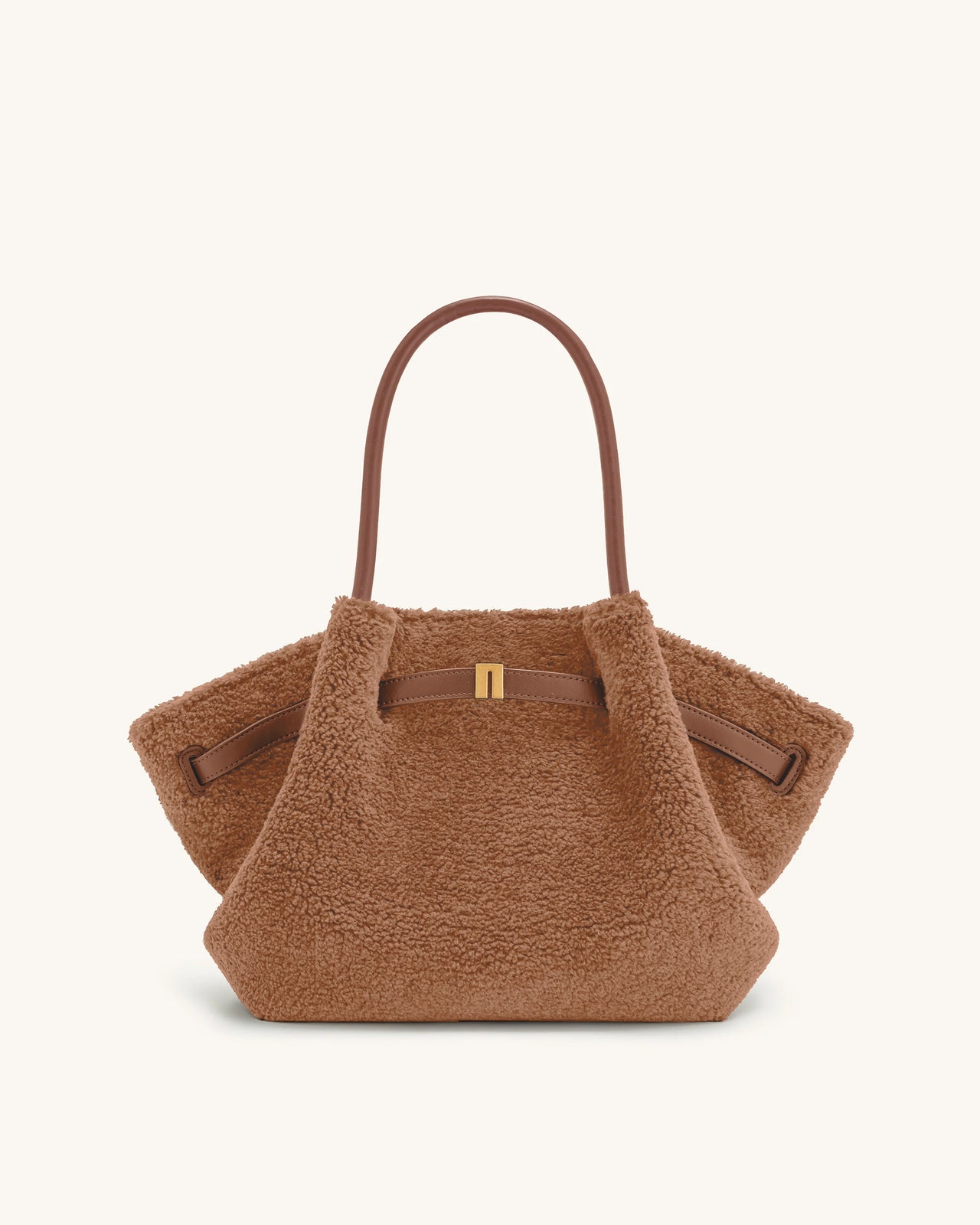 Hana Borsa Tote Media in Eco Pelliccia - Marrone Scuro
