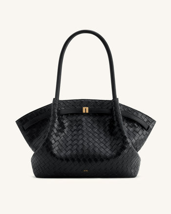 Hana Borsa tote in tessuto a trama larga - Nero