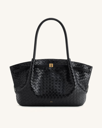 Hana Borsa tote in tessuto a trama larga - Nero