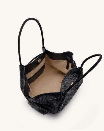Hana Borsa tote in tessuto a trama larga - Nero