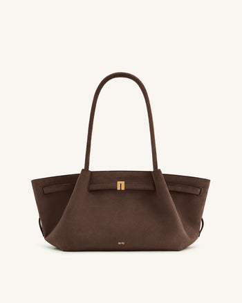 Hana Borsa Tote Ampia in Ecocamoscio - Marrone Scuro
