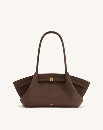 Hana Borsa Tote Ampia in Ecocamoscio - Marrone Scuro