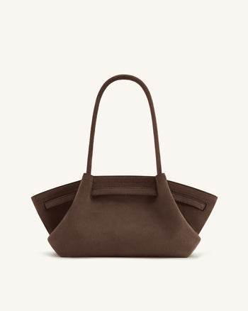 Hana Borsa Tote Ampia in Ecocamoscio - Marrone Scuro