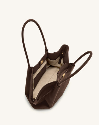 Hana Borsa Tote Ampia in Ecocamoscio - Marrone Scuro