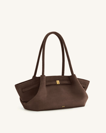 Hana Borsa Tote Ampia in Ecocamoscio - Marrone Scuro