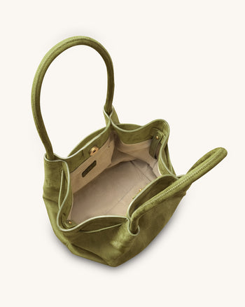 Hana Borsa Tote a Colonna in Ecocamoscio - Verde Oliva