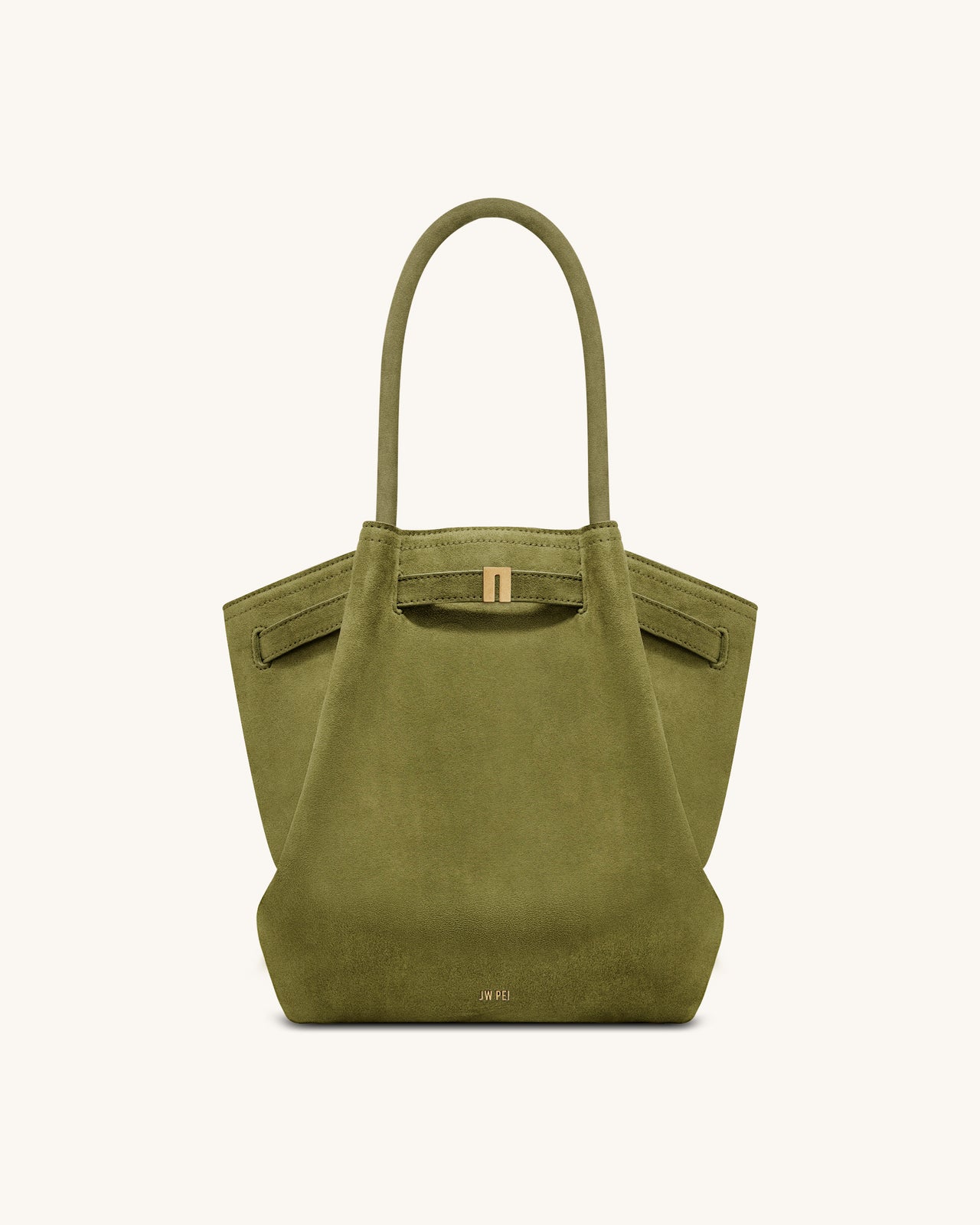 Hana Borsa Tote a Colonna in Ecocamoscio - Verde Oliva