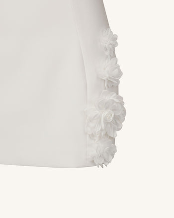 Elaina Abito Mini Bianco con Applicazione di Rosette - Bianco