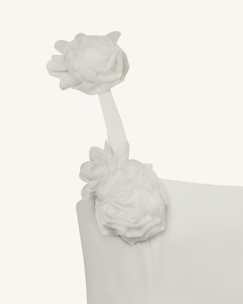 Elaina Abito Mini Bianco con Applicazione di Rosette - Bianco