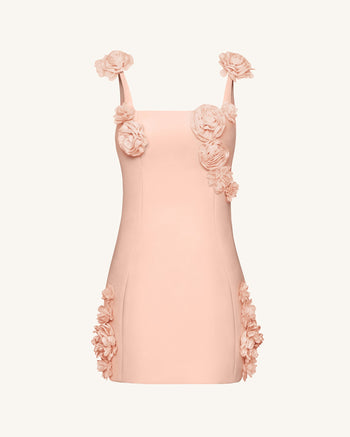 Elaina Vestito Mini Rosa con Applicazioni di Rosette - Albicocca