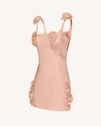 Elaina Vestito Mini Rosa con Applicazioni di Rosette - Albicocca